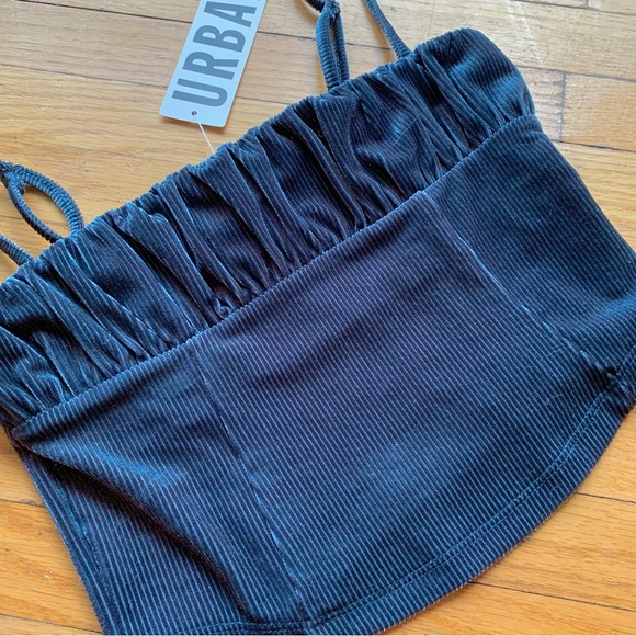 NWT UO Navy Blue Ruched Velvet Cami size S - Picture 4 of 6